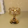 Candle Holders Gold Pillar Holder Candlestick With Deluxe Crystal Design (Gold Crystal)