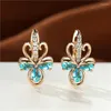 Boucles d'oreilles créoles de luxe pour femmes, mode cristal fleur mystique multicolore Zircon Boho couleur or Rose mariage pour femmes