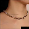 Beaded Halsband Bohemian Fashion Jewely Necklace Colorf Beads Chain Choker 3st/Set Drop Delivery Pendants Dh8kx