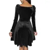 Casual Dresses Formal Dress Party Solid Color V Neck Lady Sexy Commute Mini For Wedding Black Women Year 2023 Autumn