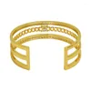 Bangle 2023 Cuff For Women Fashion Charm Luxury Gold Color Full Natural Stones Wide Hand Designer Custom Bracelets
