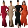 Fall Winter Kniited Rib Dresses for Women Long Sleeve Bodycon Dress Solid Maxi Dress Autumn Clothes Skinny Ribbed Dress Club Party Wear Bulk items 8448