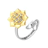 Eheringe Shuangshuo Koreanische Mode Angst Zappeln Ring Drehbare Sonnenblume Für Frauen Spinner Anti Stress Finger Schmuck Geschenk