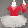 Vêtements de scène été robe de danse pour enfants filles vêtements de pratique coton gymnastique justaucorps robes de Ballet enfants à manches courtes