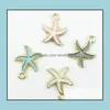 Urokami 13pcs/los Nautical Ocea Enamel Sea Starfish Shell Conch Hipocampus Colorf Oil Wisping do akcesoriów biżuterii