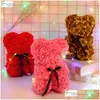 Decorative Flowers Wreaths 25Cm Teddy Bear Rose Artificial For Women Valentines Wedding Birthday Gift Packaging Box Home Decor Dro Dhww4