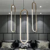 Pendant Lamps Modern Energy Saving Lamp 110V 220V Iron U Style Gold Lights Study Lighting Fixture For Bar Living Room