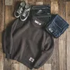 Herrtröjor Maden Men's Winter Oversize Sticked Pullover Tröja Toolkit Japan Vintage Solid O-Neck Autumn Coffee Man Stick