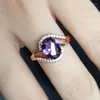 Cluster Rings 925 Fashion Style Imitation Amethyst Ring Luxury 18K Rose Gold Plated Color Treasure Adjustable For Women Jewelry