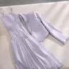 Arbetsklänningar 2023 Fall Two Piece Women Set Blazer Dress Suits Ol Straps A-line veckade kvinnliga koreanska överdimensionerade eleganta jackor