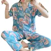 Kvinnors sömnkläder försäljning kvinnor hem bär 2023 vår sommar kortärmade pyjamas set långa byxa pyjamas set bomulls fritid
