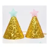 Party Hats Golden Glitter Birthday Hat With Star Baby Shower Decor Headband P O Props Drop Delivery Home Garden Festive Supplies Dhljx