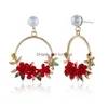Stud Europe Fashion Jewelry Vintage ￶rh￤ngen Flowers Hoop Dangle S527 Drop Delivery Dh69d