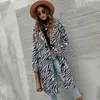 Kvinnors stickor Tees Autumn Winter Imitation päls Zebra Grain Wool Blend Women Long Coat 230111