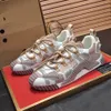 Fashion Best Top Quality real leather Handmade Multicolor Gradient Technical sneakers men women famous shoes Trainers size35-46 M KJK qx116000008