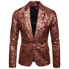 Herrdräkter Blazers Casual Blazer Jacket Party High-End Fashion Luxury Golden Floral Business 230111