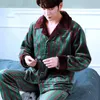 Men's Sleepwear Winter Stripe Pajamas Set Casual For Man Soft Flannel Warm Pyjama Fashion Cartoon Homewear Clothes Big Size 230111