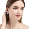 Boucles d'oreilles rondes en émail bleu pour femmes, bijoux en argent Sterling 925, perle d'eau douce, cadeau, vente en gros