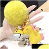 Porte-clés boule en peluche pour femmes, fausse fourrure, cloches de dessin animé, pendentif de voiture, bracelet, porte-clés, livraison directe, bijoux Dh6Vi