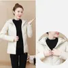 Women's Trench Coats Zipper Coat Warm Windbreaker Casual Snowsuit Solid Outer Tops Winter Hooded Cotton Thickened Women's Jacket