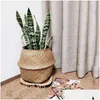 Hanging Baskets Woven Seagrass Basket Tote Belly For Storage Laundry Picnic Plant Pot Er Beach Bag Drop Delivery Home Garden Houseke Dhvpj