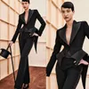 Spring Designer Women Pants Pakken Slim Fit Celebrity Black Outfits Avondfeest Moeder van de bruid Wedding Formele 2 stuks