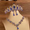 Brincos de decote Conjunto de Kmvexo Luxo Cristal Mulheres Tiaras Vestido de Noiva Vestido de Noiva Crown Bride Crown Acessório