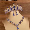 Necklace Earrings Set KMVEXO Luxury Crystal Bridal Women Tiaras Choker Wedding Dress Bride Crown Jewelry Accessory