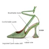 Buty sukienki sandały Baotou damskie sznurkarzy sandały bankietowe Sandały Lato nowy spiczasty palca 8,5 cm obcasy boso
