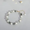 Strand Simple Style Natural Freshwater Pearls Green Ghost Crystal Beads Bracelets For Women Female Lucky Fashion Jewelry YBR298