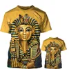 T-shirt maschile Summer Fashion Casual Stampa 3D in stile retrò in stile faraone egiziano Topto di equipaggio a manica corta