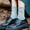 Women Socks Retro Lolita Frilly Designer Star Print Kawaii Calcetines Harajuku Cute Slouch Japanese Fashion Sokken Skarpetki