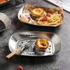 Borden Amerikaans vintage ijzeren bord zilveren boot type blikje metalen gebakken kip en chips snack kleine lade keuken opslag