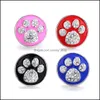 Other Colorf Crystal Paw Snap Button Jewelry Components Oil Painting 18Mm Metal Snaps Buttons Fit Bracelet Bangle Noosa For Women Me Dhktw