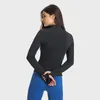 Chemises actives ZenYoga doux Nylon demi fermeture éclair entraînement Gym à manches longues femmes Slim Fit solide Sport hauts avec trous pour les pouces