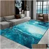 Carpets Nordic Luxury Abstract Living Room Area Rug Watercolor Blue Green Ocean Fluid Marble Gilt Golden Carpet Bedroom Bedside Drop Dhwln