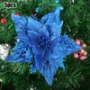 Dekoracje świąteczne 5pcs kwiat duży poinsettia brokatowy drzewo wiszące do dekoracji drzewa impreza