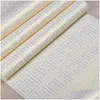 Wallpapers Zeitgenössische moderne geometrische Tapete Neutrales griechisches Schlüsseldesign PVC-Wandpapier für Schlafzimmer 0,5 x 10 m Rolle Gold auf Weiß Dhyuw