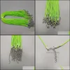 Cord Wire Wholesale Fashion 2Mm Wax Leather Necklace 45Cm Green Color Lobster Clasp Rope Chain Jewelry Accessories 100Pcs/Lot Drop Dhq34