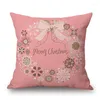 Travesseiro de travesseiro 45x45cm Pink Christmas Gift Style Series poliéster Home Decoration Top Cover Sofá