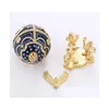 Oggetti decorativi Figurine Uovo di Pasqua Scatola di immagazzinaggio di gioielli di perle Gingillo ingioiellato Regali in metallo Stile russo Consegna a domicilio G Dhngw