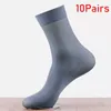 Chaussettes masculines bambou fibre fine femme hommes rayures d'été respirant chaussette à tube à tube de soie chaussures en cuir en cuir