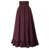 Skirts SD Women Summer Clothes Gothic Maxi High Waist Ruffled Hem ALine Elastic Vintage Pleated Casual Party 230110