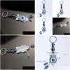 Key Rings Fashion Jewelry Turkish Symbol Evil Eye Ring Handmade Vintage Owl Keychain Drop Delivery Dhcn8