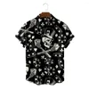 Мужские повседневные рубашки 2023 Гавайская рубашка мужская летняя черепа Spades Poker Print для 3D Men Fashion One Row Back Кубинский воротник