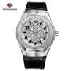 Montres-bracelets ForsiningReloj Hombres Creative Polygon Creux Manipulateur Montre Lumineux Mains Étanche Loisirs Sports Horloge