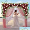 Decorative Flowers Wreaths 140Cm Custom Bury Wine Red Artificial Flower Wall Garland Table Centerpiece Wedding Backdrop Decor Part Dhl6H