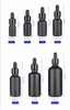 マットブラックガラスエッセンシャルオイルボトルボトル輝く陽極酸化アルミニウムキャップ5ml 10ml 15ml 30ml 50ml 100ml