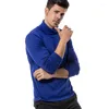 Chandails masculins Luclesam Men de col roulé à col roulé à col roulé à double collier Slim Fit Pullover Royal Blue Jersey Tops de base masculins