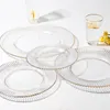 Plates Gold Edge Glass Set Champagne Cup High-class Dinnerware Western Tray Transparent Fruit Dish 1pcs